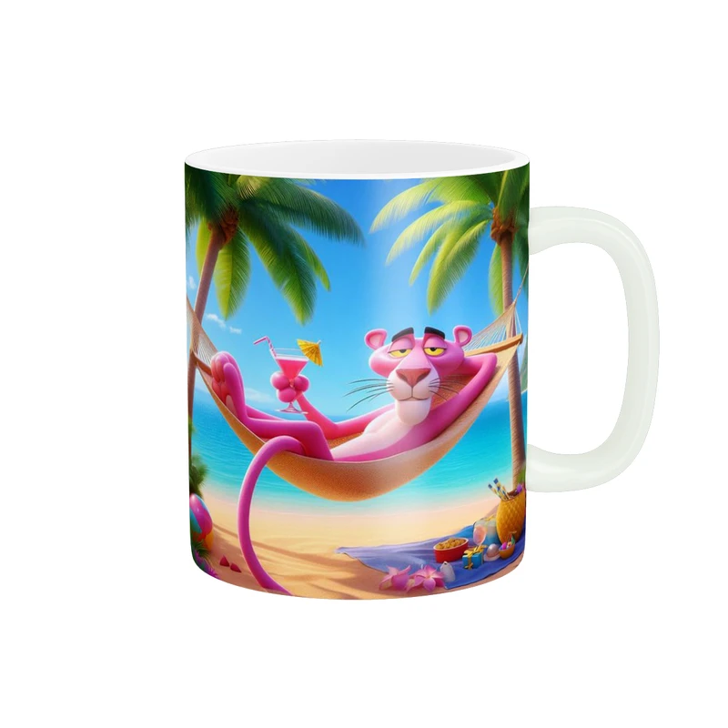 ماگ پاد آفرین مدل کارتونی پلنگ صورتی کد 218