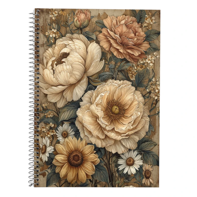 دفتر زبان 50 برگ مدوپد مدل سه خط طرح گل کد DF13296