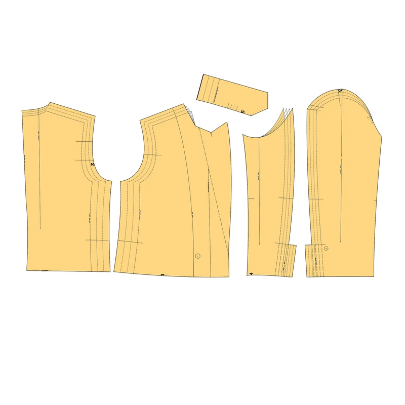 الگو خیاطی کت کوتاه دوبل یقه بلیزر سایز 36 الی 48