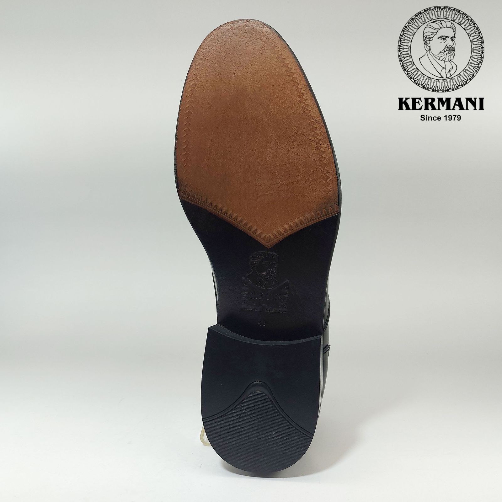 کفش مردانه کرمانی مدل تمام چرم طبیعی بروشاو دستدوز کد 350 رنگ مشکی -  - 4