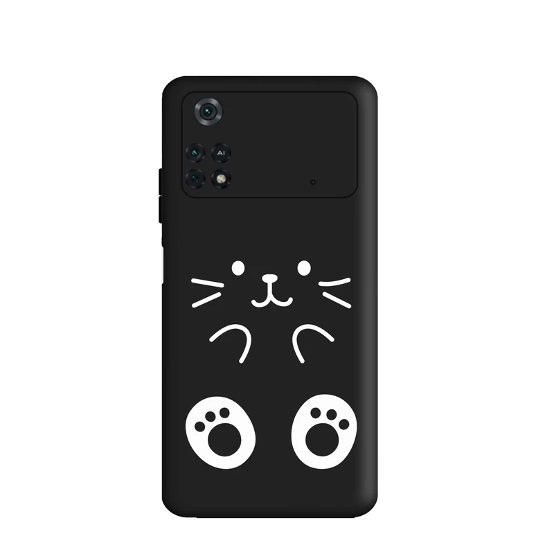 کاور قاب گارد طرح گربه مینیمال کیوت کد t6129 مناسب برای گوشی موبایل شیائومی Poco M4 Pro 4G