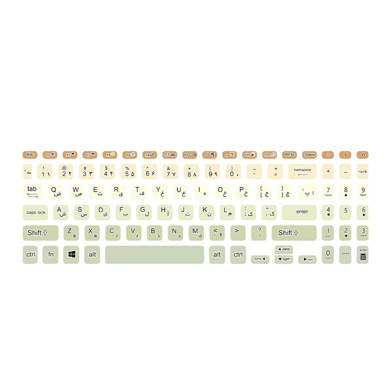 حروف فارسی کیبورد توییجین و موییجین مدل colors 20 مناسب برای لپ تاپ ایسوس  VivoBook R565EA