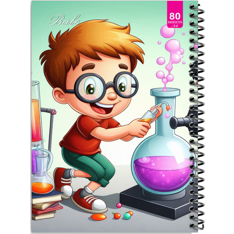 دفتر نقاشی 80 برگ بله مدل رحلی طرح فانتزی پسرانه شیمی دان کد A4-M498