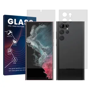 Glass Resistant model transparent screen protector suitable for Samsung Galaxy S22 Ultra 5G mobile phone along with the back protector