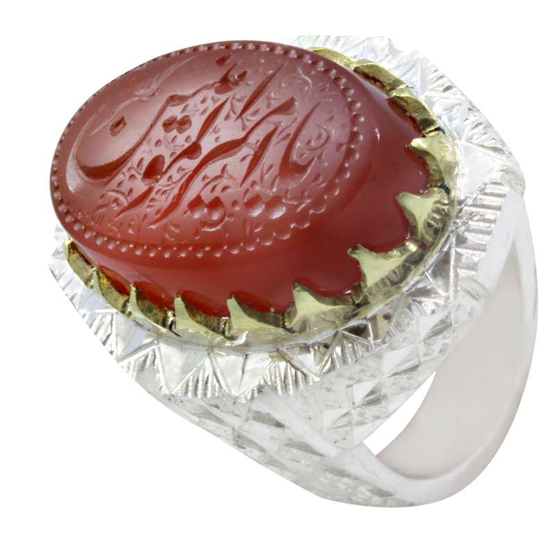 انگشتر نقره مردانه مدل عقیق خطی کد 925