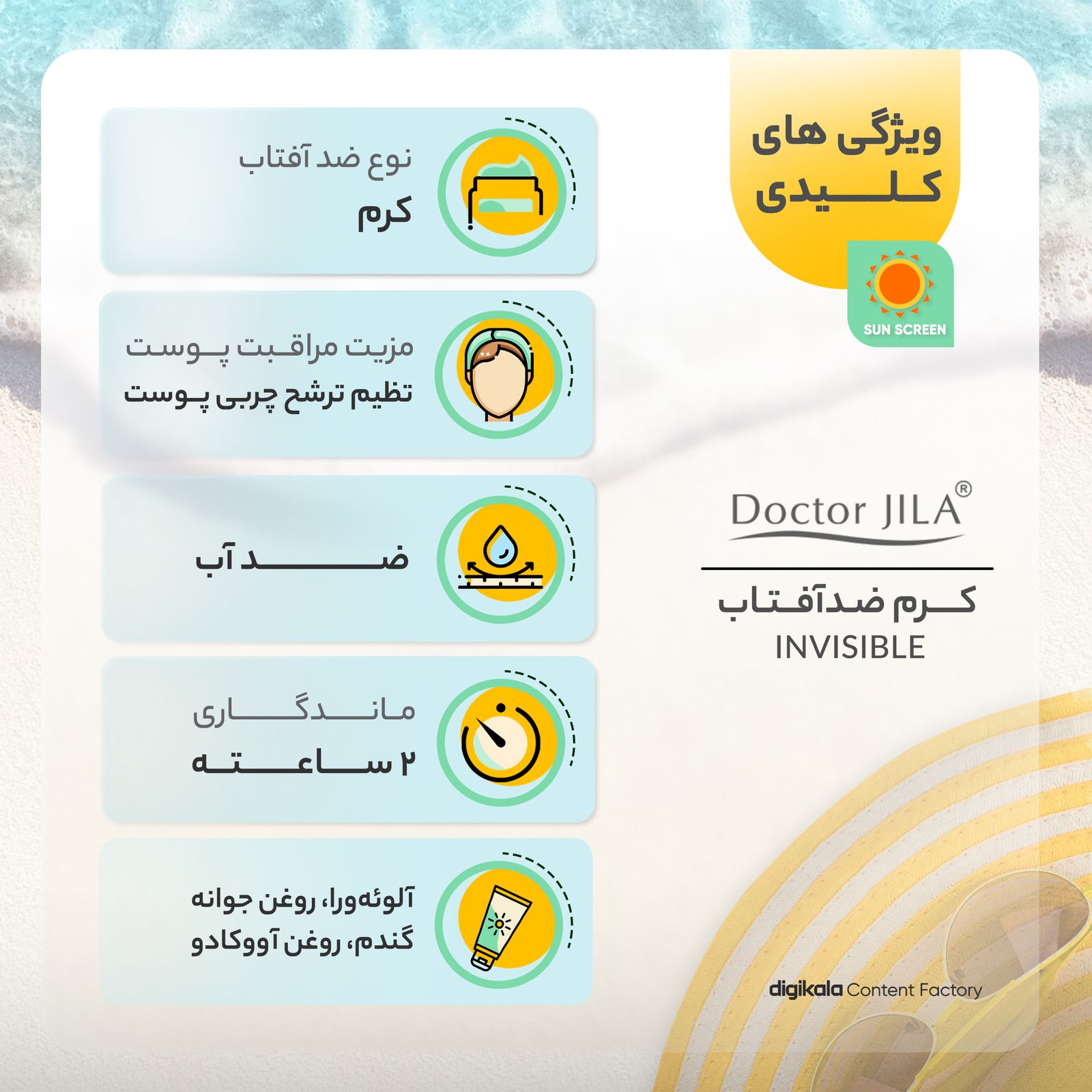 کرم ضدآفتاب دکتر ژیلا مدل Invisible با SPF63، حجم 50میلی‌لیتر -  - 8