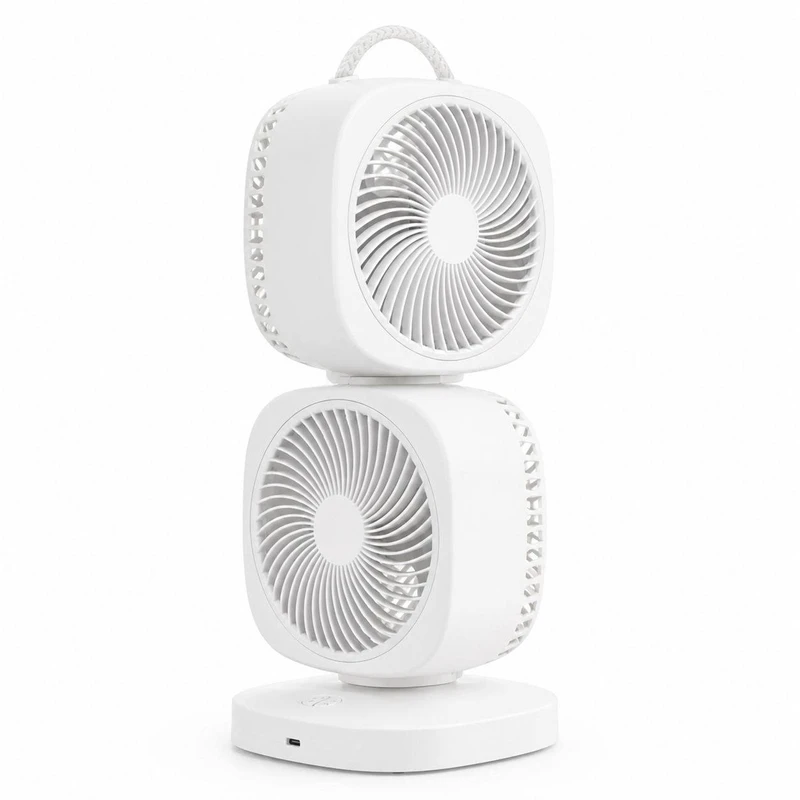 پنکه شارژی دوقلو مدل M212 (موتور سایلنت) با قابلیت چرخش 360 درجه