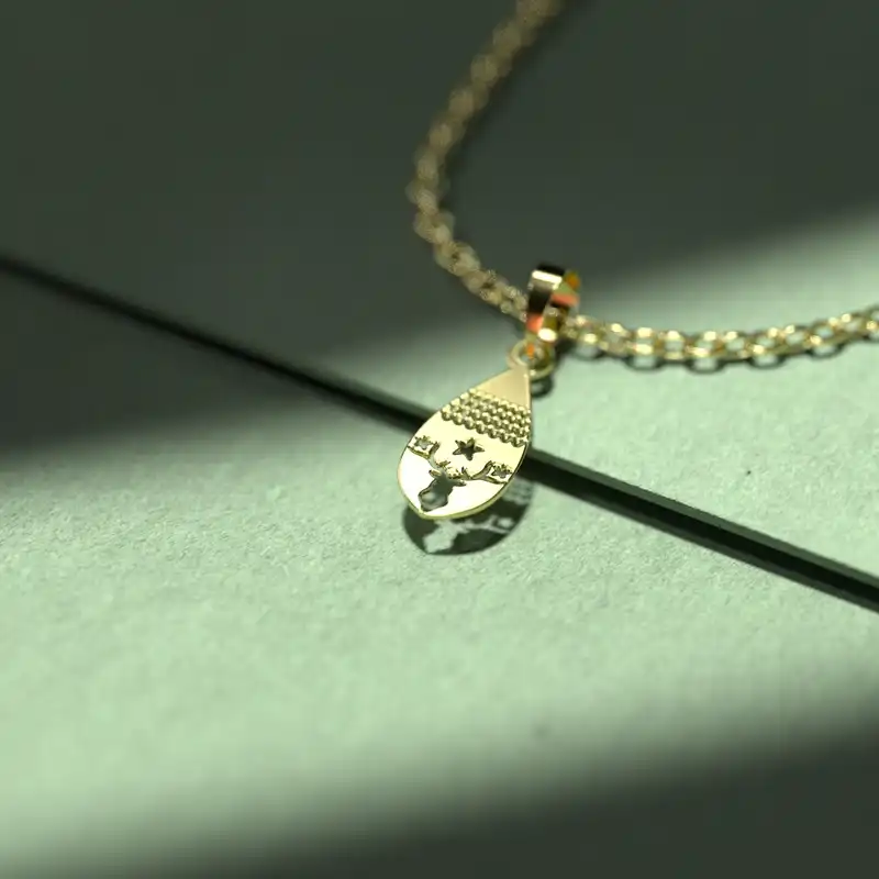 گردنبند طلا 18 عیار زنانه مدوپد مدل  طرح گوزن کد DD1194