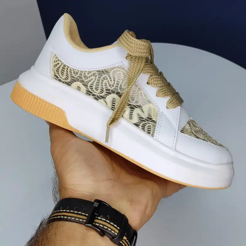 کفش روزمره زنانه مدل گیپور رنگ کرم