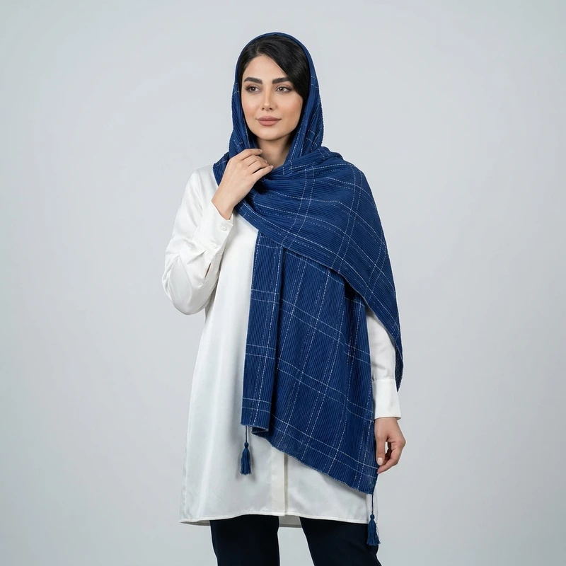 شال الیاف نخی زنانه مدل 004 با طول و عرض 60*199 سانتی‌متر