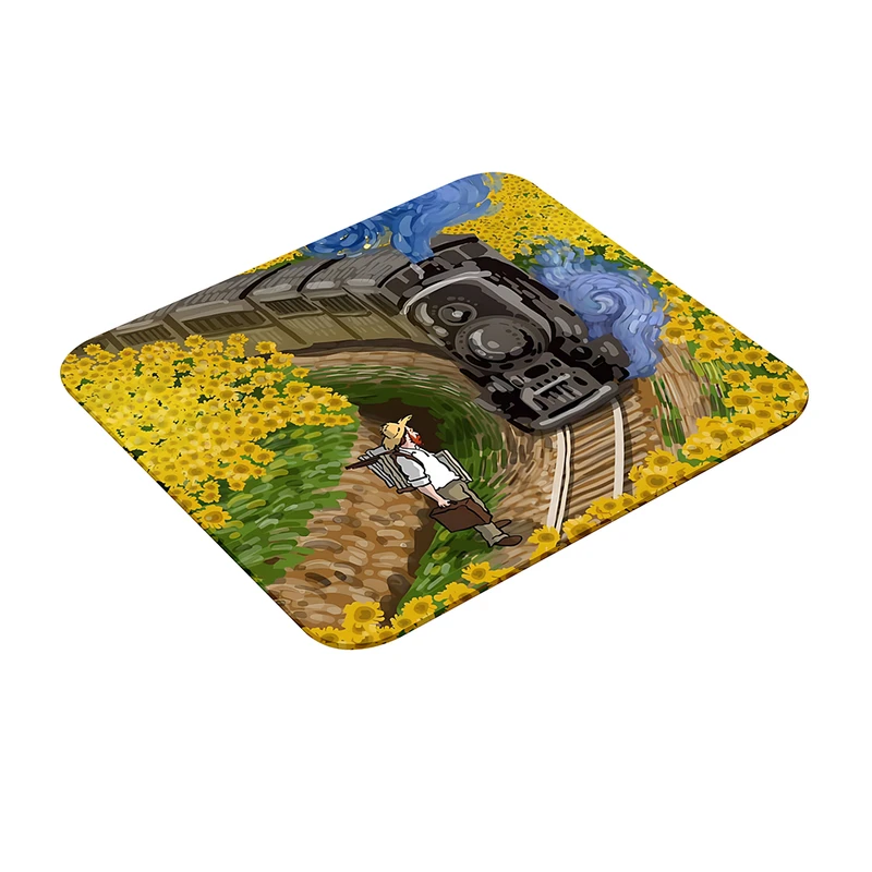 ماوس پد طرح  گل های آفتابگردان ونگوگ و قطار مدل The Starry Night کد 001