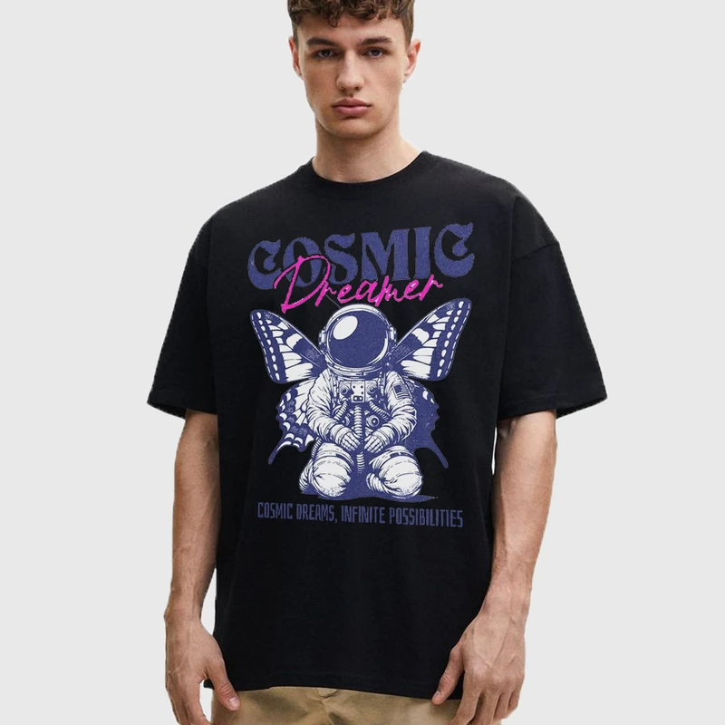 تی شرت آستین کوتاه مردانه مدل استایل کلاسیک فضانورد mo488