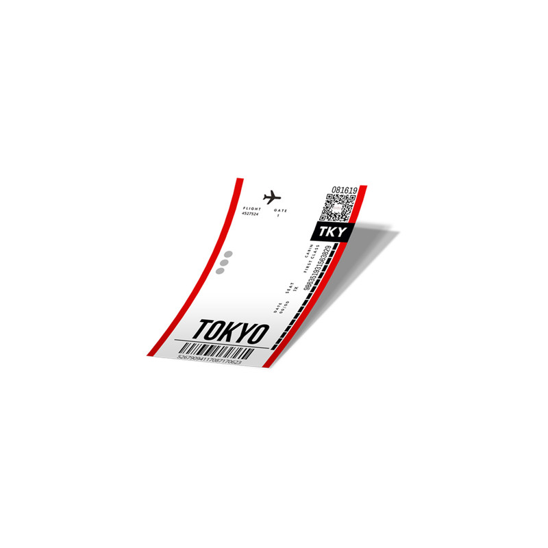 استیکر لپ تاپ لولو طرح بلیط هواپیما به توکیو BOARDING PASS TO TOKYO کد 782
