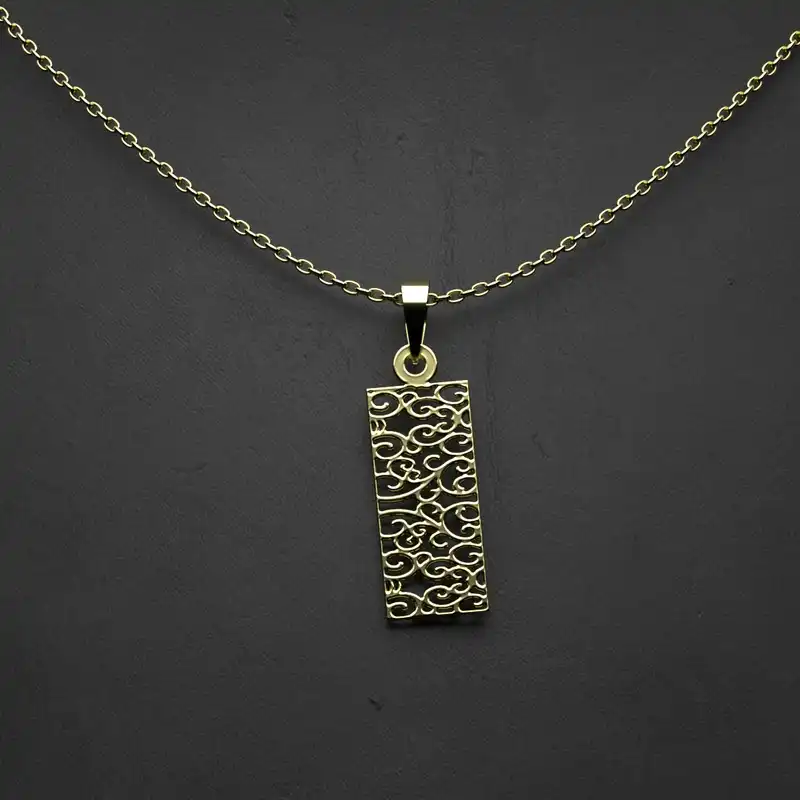 گردنبند طلا 18 عیار زنانه مدوپد مدل مستطیل کد FF2-1-1028