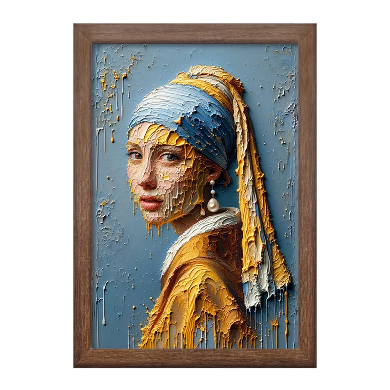 تابلو خندالو طرح دختری با گوشواره مروارید کد F1213