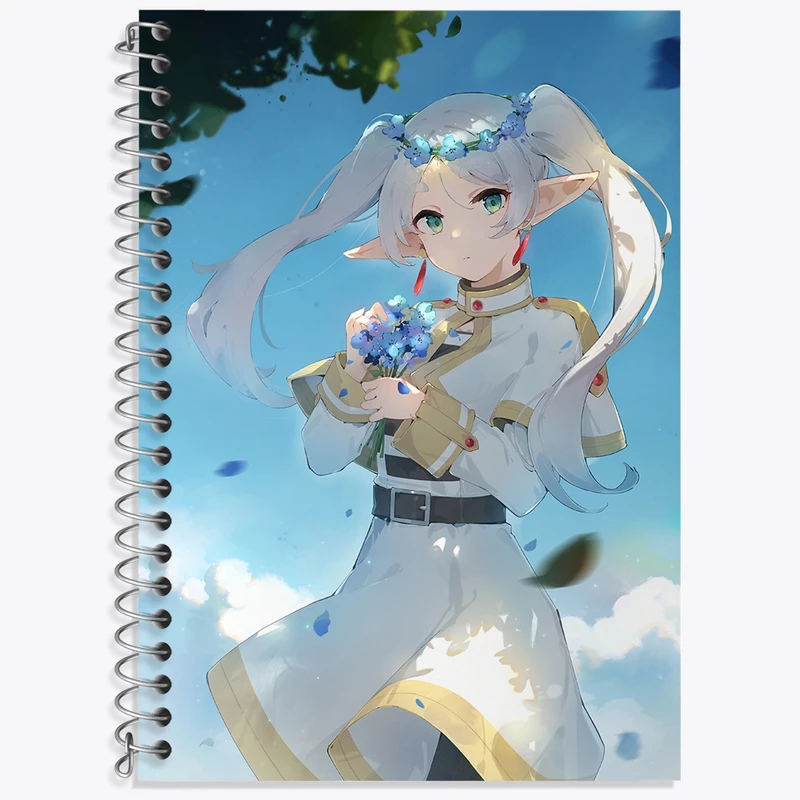 دفتر زبان 50 برگ خندالو مدل سه خط طرح انیمه فریرن (Frieren) کد 33855