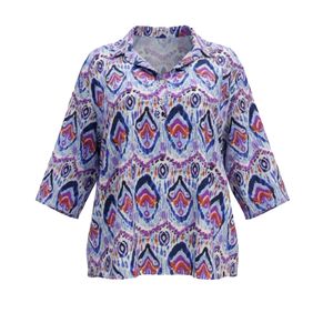 شومیز آستین سه ربع یقه انگلیسی زنانه مدل انتزاعی بته جغه