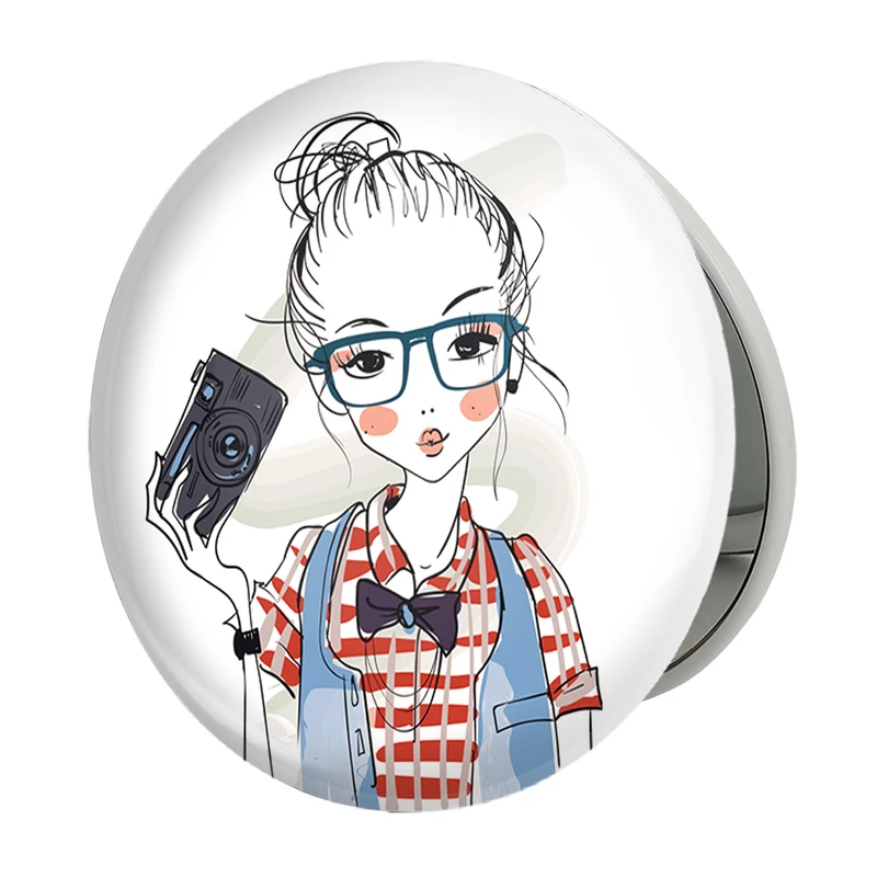 آینه جیبی خندالو طرح دختر مدل تاشو کد 5558 