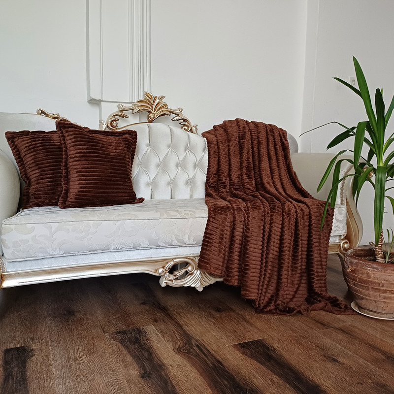 شال مبل مدل کرکره ای پلیسه کد 061 سایز 220×200 سانتی متر به همراه کوسن