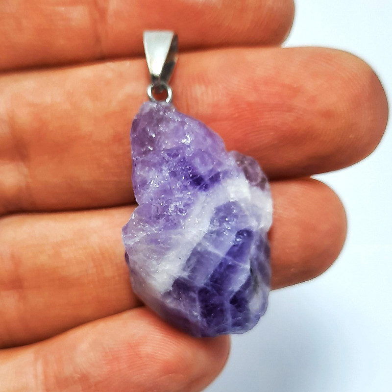 آویز گردنبند زنانه مدل بلور آمیتیست کد 34