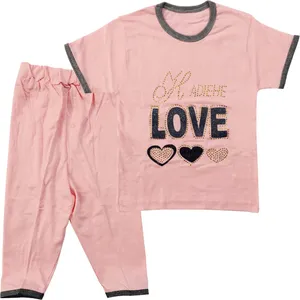 ست تی شرت آستین کوتاه و شلوار دخترانه طرح Love مدل A32 کد 0243