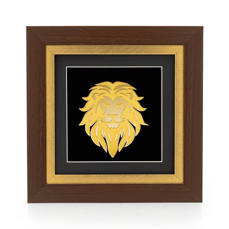 تابلو طلاکوب آلتین هنر بزازیان مدل شیر نماد ماه مرداد