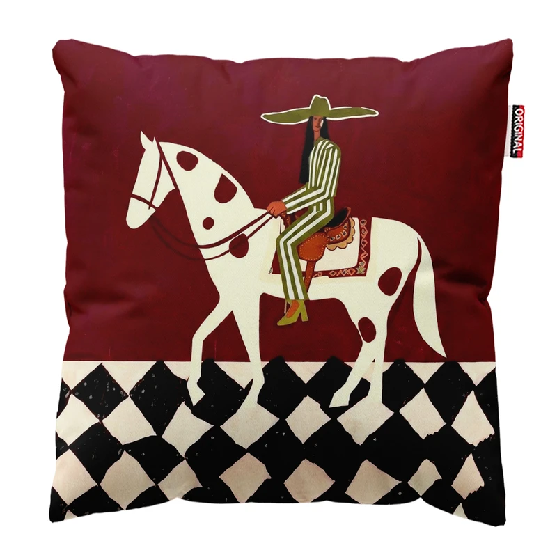 کوسن پاد آفرین مدل مینیمال طرح اسب کد PK304141 سایز 30*30 سانتی متر