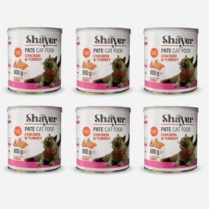 کنسرو غذای گربه شایر مدل Chicken&Turkey وزن 800 گرم بسته 6 عددی