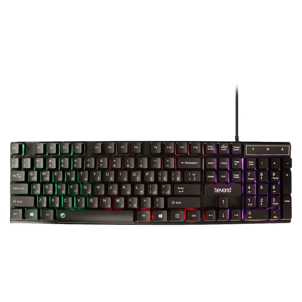 کیبورد گیمینگ بیاند مدل BK-7120، سوییچ ممبران، Full-Size، نورپردازی RGB