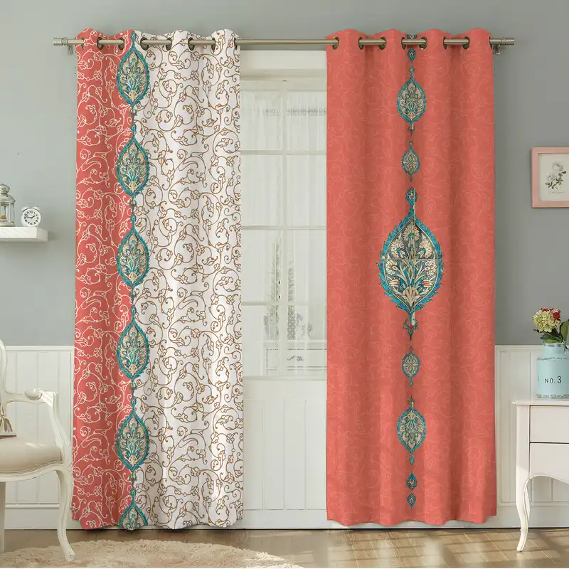 پرده نیروانا طرح سنتی مدل مخمل کد 9020 سایز 140×280 سانتی متر