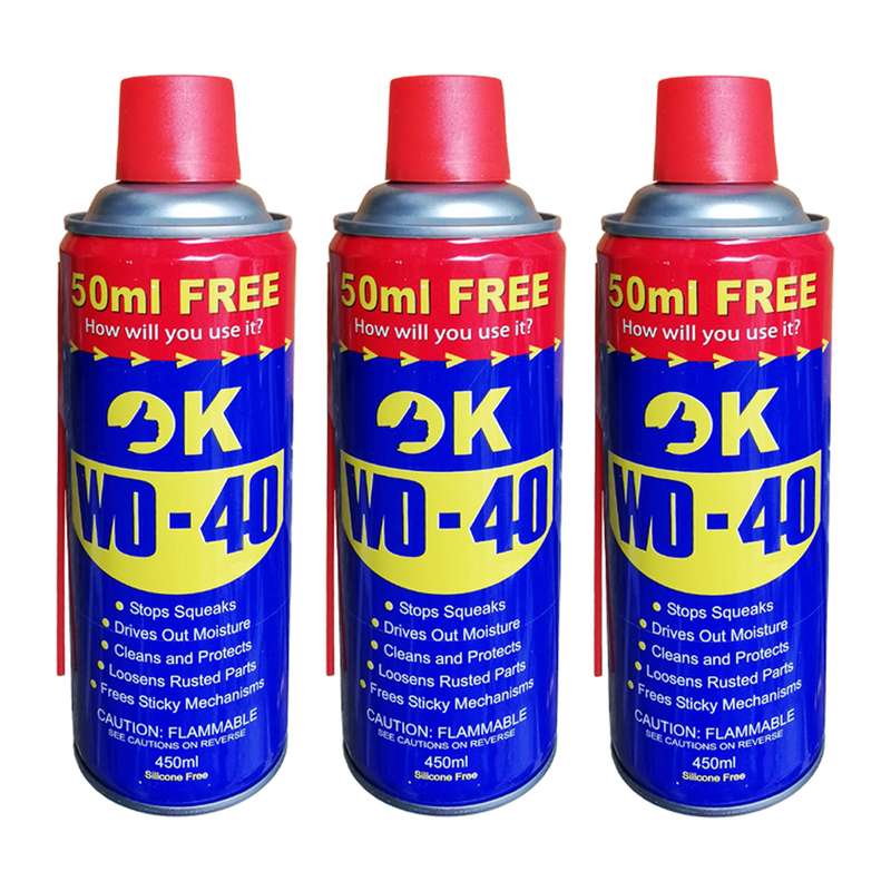 اسپری روان کننده و زنگ بر اوکی مدل WD-40 حجم 450 میلی لیتر بسته 3 عددی