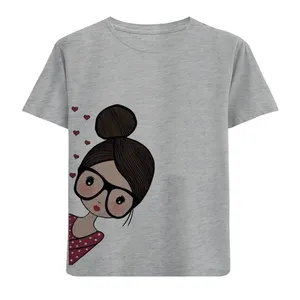 تی شرت آستین کوتاه دخترانه مدل دخترعینکی D112