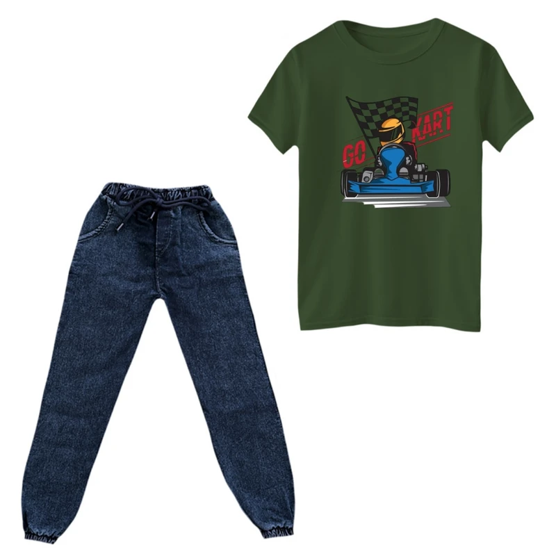 ست تی‌شرت آستین کوتاه و شلوار پسرانه مدل ماشین کد 2