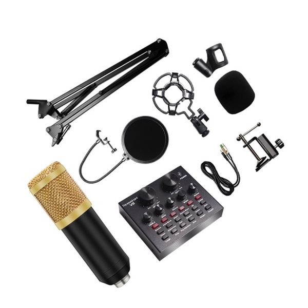 میکروفون استودیویی مدل legendary vocal به همراه کارت صدا و پایه تلسکوپی و پاپ فیلتر