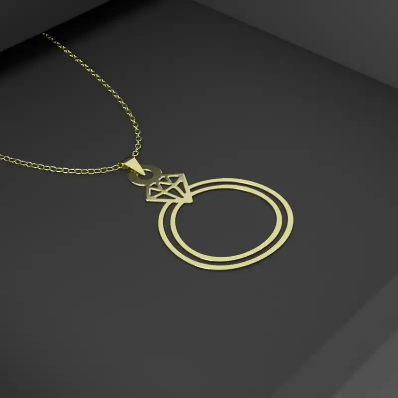 گردنبند طلا 18 عیار زنانه مدوپد مدل انگشتر کد GBA10116 به همراه باکس گل رز جاویدان