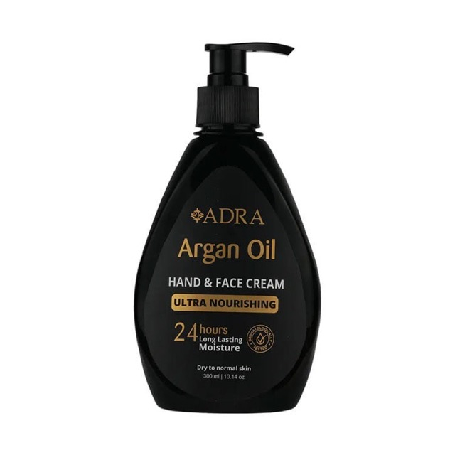 کرم مرطوب کننده دست و صورت آدرا مدل ARGAN مناسب انواع پوست حجم 300 میلی لیتر