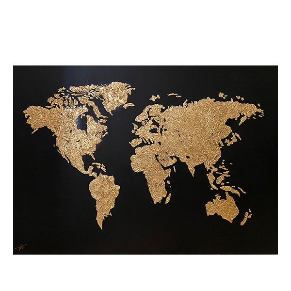 نکته خرید - قیمت روز تابلو نقاشی ورق طلا مدل نقشه جهان کد 10080 خرید