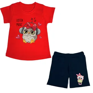 ست تی شرت و شلوارک دخترانه مدل Joghd Rd