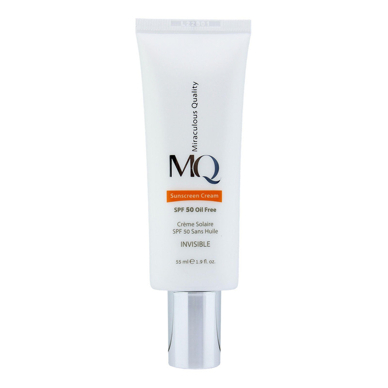 کرم ضدآفتاب بی‌رنگ ام کیو SPF50 مدل INVISIBLE، مناسب پوست‌های چرب، حجم 55 میلی‌لیتر