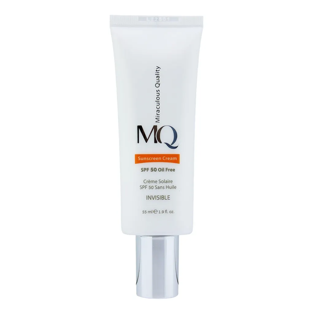 کرم ضدآفتاب بی‌رنگ ام کیو SPF50 مدل INVISIBLE، مناسب پوست‌های چرب، حجم 55 میلی‌لیتر