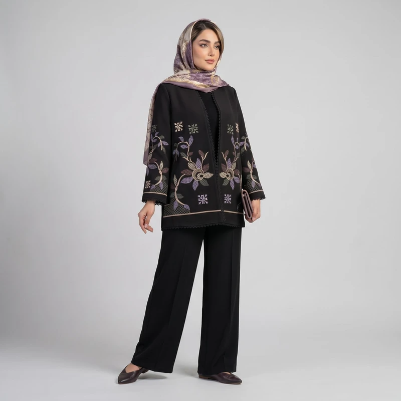 مانتو زیر باسن زنانه السانا مدل گلنام کد 2491