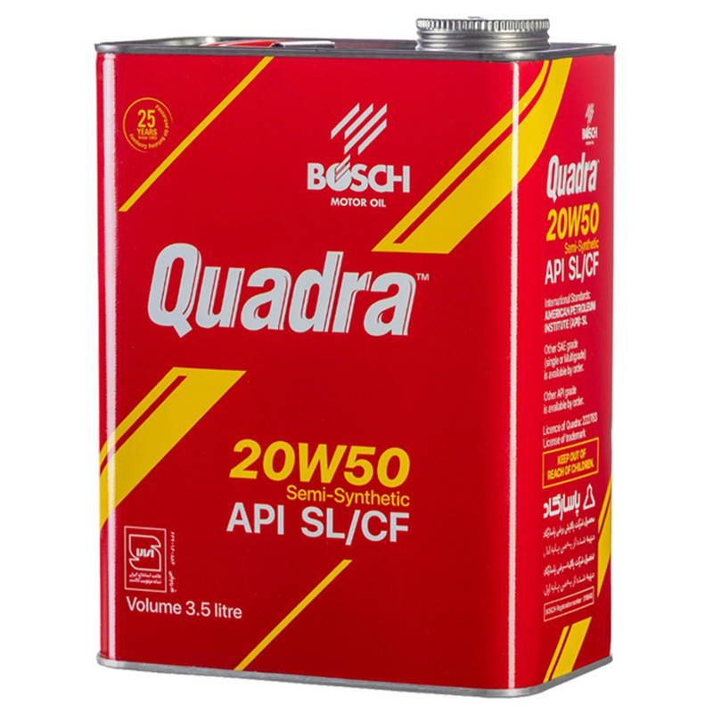 روغن موتور خودرو بنزینی بوش مدل کوادرا 20W50 SL حجم 3/5 لیتر
