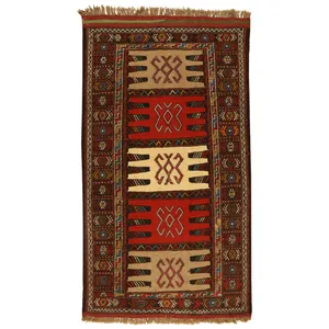  گلیم دستبافت دومتری طرح سفره کردی کد 991098