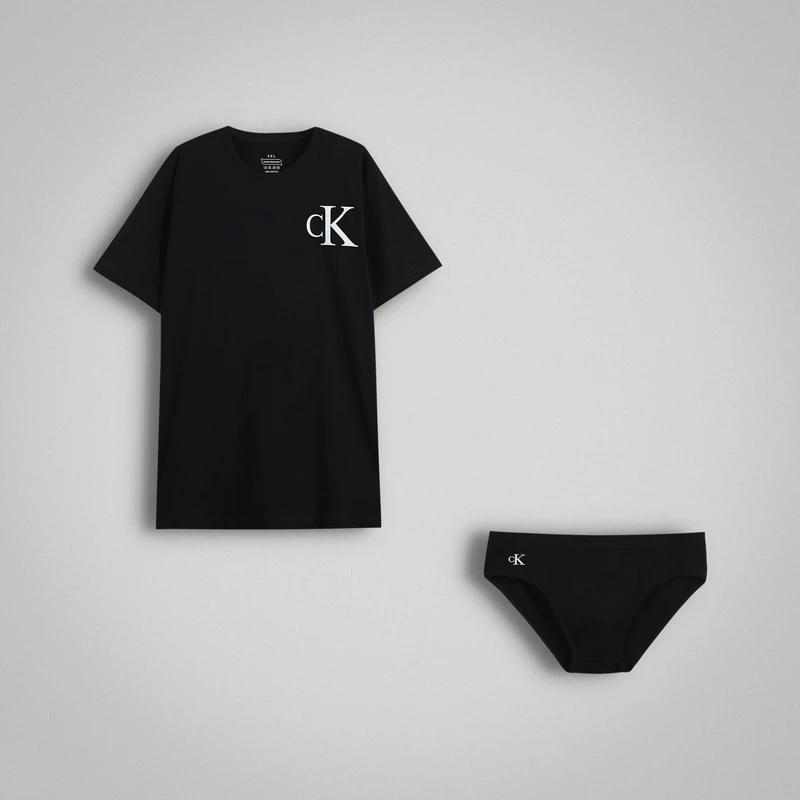 ست تی‌شرت آستین کوتاه و شورت اسلیپ راحتی مردانه طرح CK مدل S-01