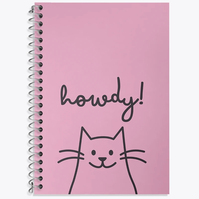 دفتر زبان 50 برگ خندالو مدل دو خط طرح گربه مینیمال کد N996