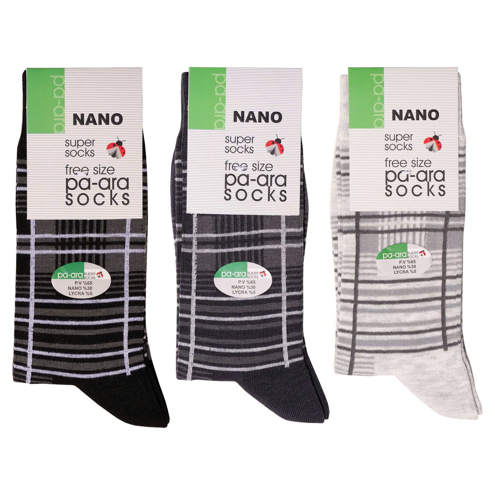 جوراب مردانه پاآرا مدل نانو 30 کد 1009 مجموعه 3 عددی -  - 1