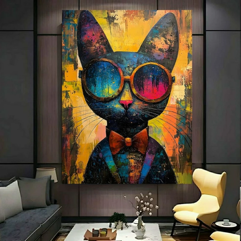 استیکر طرح پاپ آرت مدل گربه رنگارنگ کد BK24780