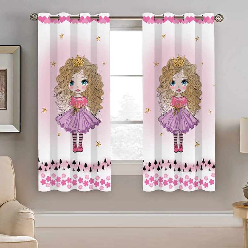 پرده نیروانا طرح دختر مو فرفری مدل مخمل کد 8267 سایز 140×200 سانتی متر