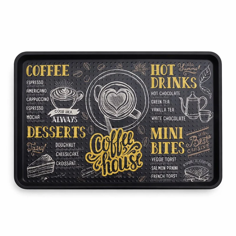 سینی بدون دسته طرح Hot Drinks سایز 36*26 سانتی متر