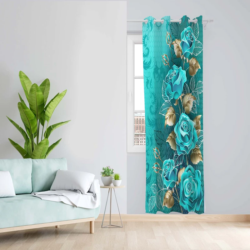 پرده طرح گل مدل مخمل پانچی کد 5216R z سایز 140x200 سانتی متر